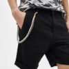 Plus Size Black Leaf Print Tie Waist Shorts